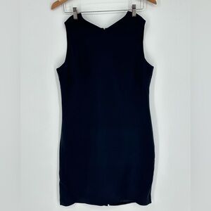 Talbots Women's Sz 12 Pure Silk Navy Blue Sleeveless Shift Dress V1